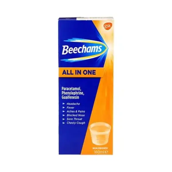 Beechams All In One Syrup 160ml – Complete Cold, Flu & Chesty Cough Relief