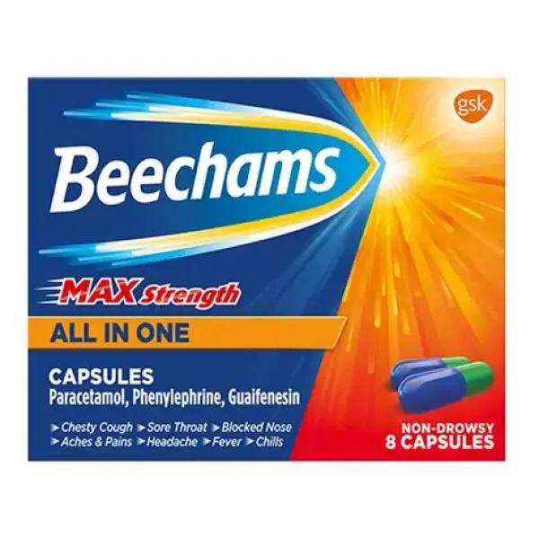 Beechams Max Strength All In One – Powerful Cold, Flu & Chesty Cough Relief