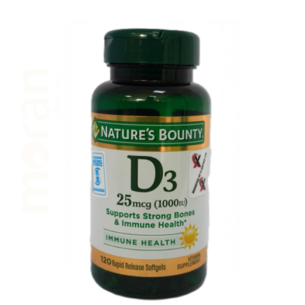 NATURE`S BOUNTY D3 25MCG(1000IU) TABS 120`S
