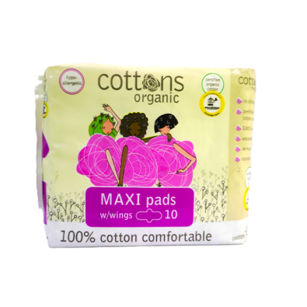 ORGANIC COTTON MAXI PADS 10`S