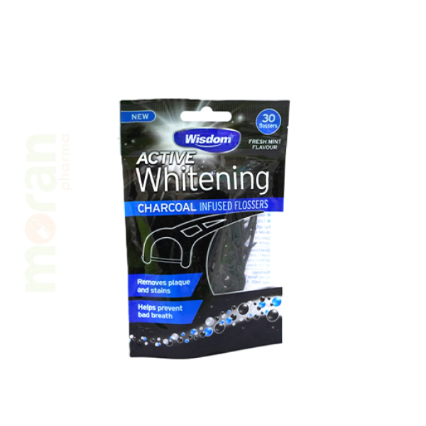 WISDOM ACTIVE WHITENING CHARCOAL FLOSSERS